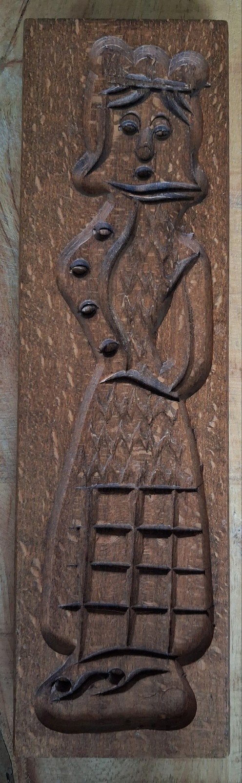 Brocante houten speculaasplank - Vrouwfiguur, Ophalen of Verzenden