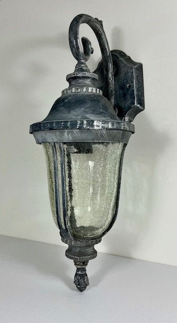 Metalen buitenlamp met craquelé glas, Wandlamp, Ophalen of Verzenden, 50 tot 250 watt, Waterbestendig