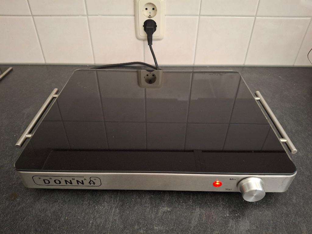 Rechaud warmhoudplaat instelbaar, Ophalen, Zo goed als nieuw, Zwart, Glas