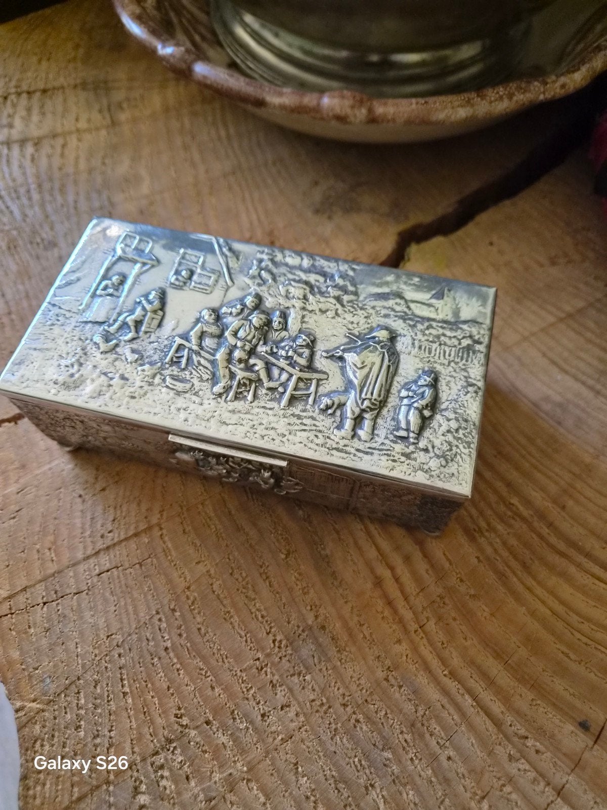 Vintage Verzilverd Oud-Hollands Lepel / Sieradendoosje, Antiek en Kunst, Ophalen of Verzenden, Zilver