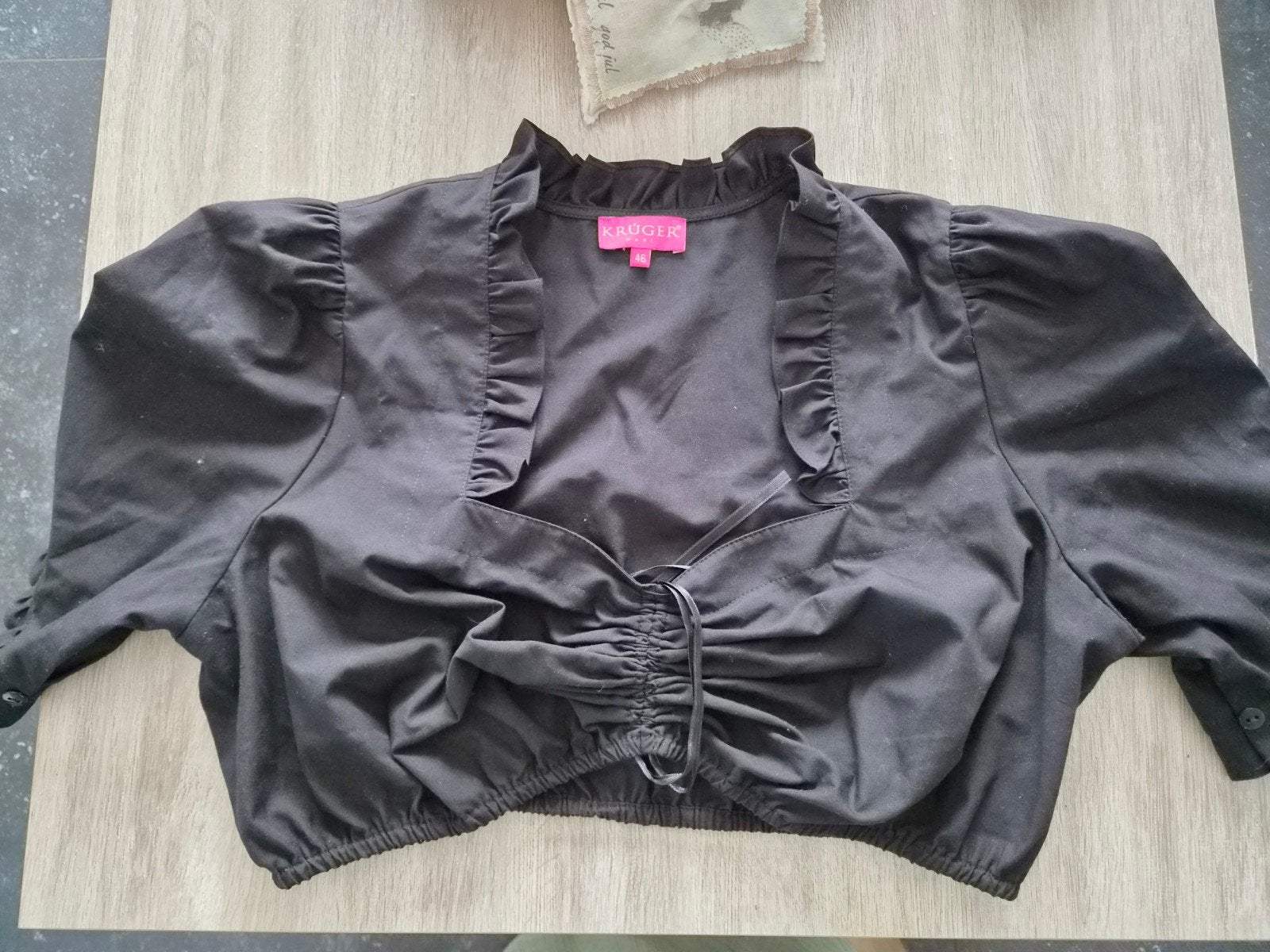 Krüger Dirndlblouse, Zwart, Maat 46/48 (XL) of groter, Ophalen of Verzenden, Zo goed als nieuw