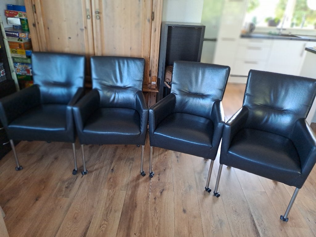 Eetkamerstoelen, Huis en Inrichting, Ophalen, Gebruikt, Zwart, Leer