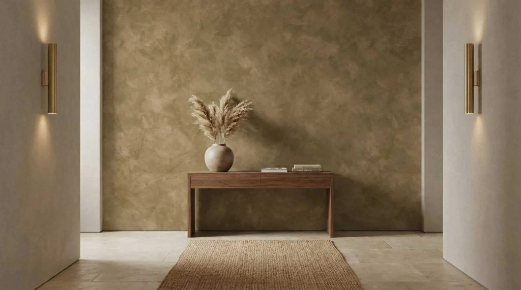 Betonlook behang woonkamer – zandkleur op maat, 75 m² of meer, Modern, Ophalen of Verzenden, Beige
