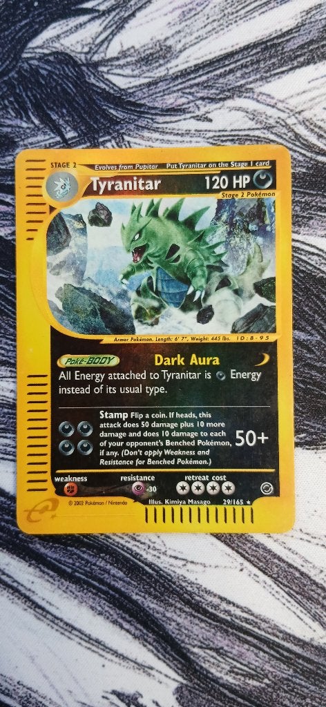 Tyranitar reverse holo Expedition, Ophalen of Verzenden, Gebruikt, Losse kaart, Foil