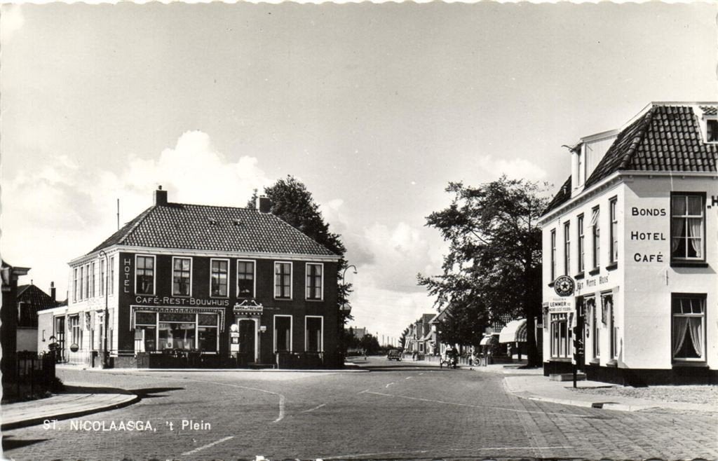 St. Nicolaasga, t Plein - HCR Bouwhuis, Bondshotel - ongelop, Verzenden, 1940 tot 1960, Ongelopen, Zuid-Holland