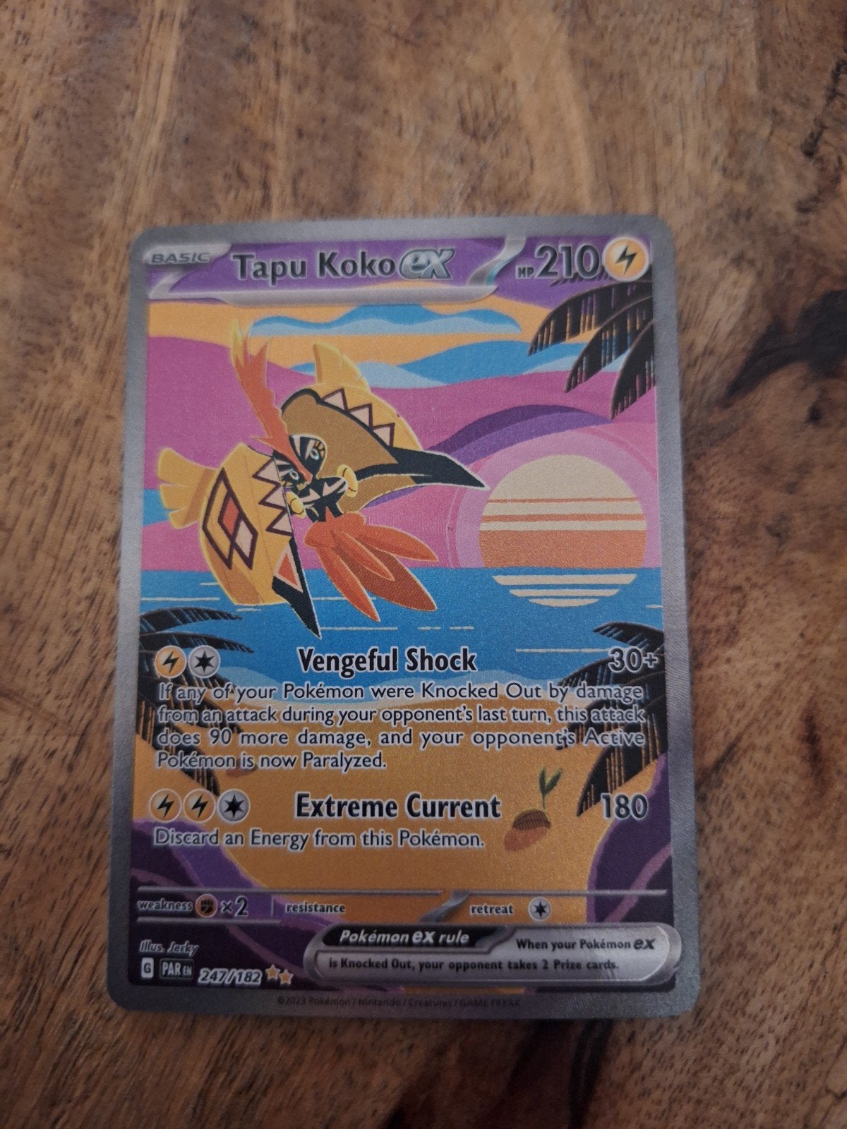 Tapu Koko ex Pokémon kaart (247/182) - Zo goed als nieuw, Ophalen of Verzenden, Zo goed als nieuw, Losse kaart, Foil