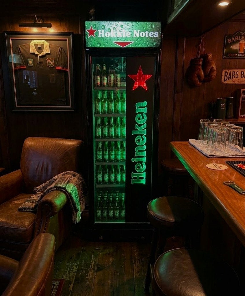 Heineken KS koelkast met eigen logo van Familie Seton, Zonder vriesvak, 200 liter of meer, Nieuw, 160 cm of meer