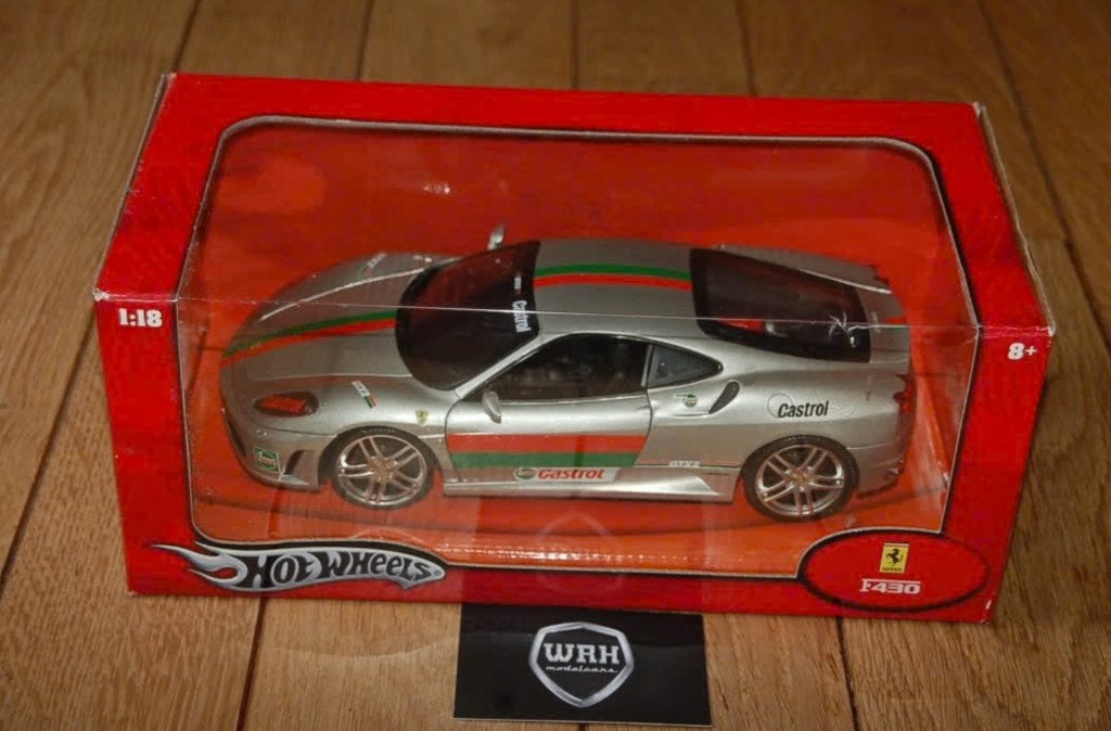 1:18 Ferrari F430 Coupe silver Castrol CUSTOM Hotwheels WRH, Verzenden, Zo goed als nieuw, Auto, Hot Wheels