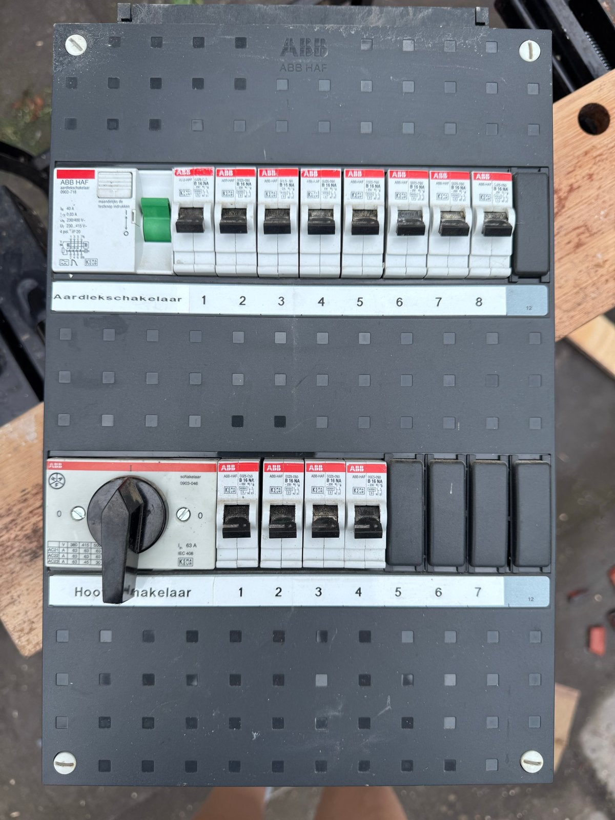 ABB Groepenkast 3-fase met 2 Aardlekschakelaars, Ophalen of Verzenden, Gebruikt, ABB, Groepenkast