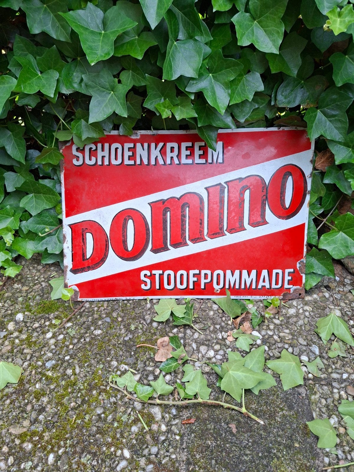 emaille bord Domino schoenkreem, oud!, Ophalen of Verzenden