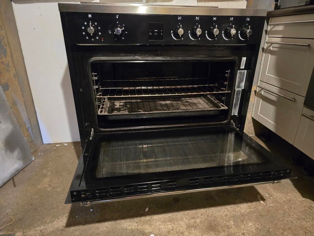 Belling gasfornuis 5 pits - Zelf schoonmaken, Ophalen, Gebruikt, 60 cm of meer, Gas