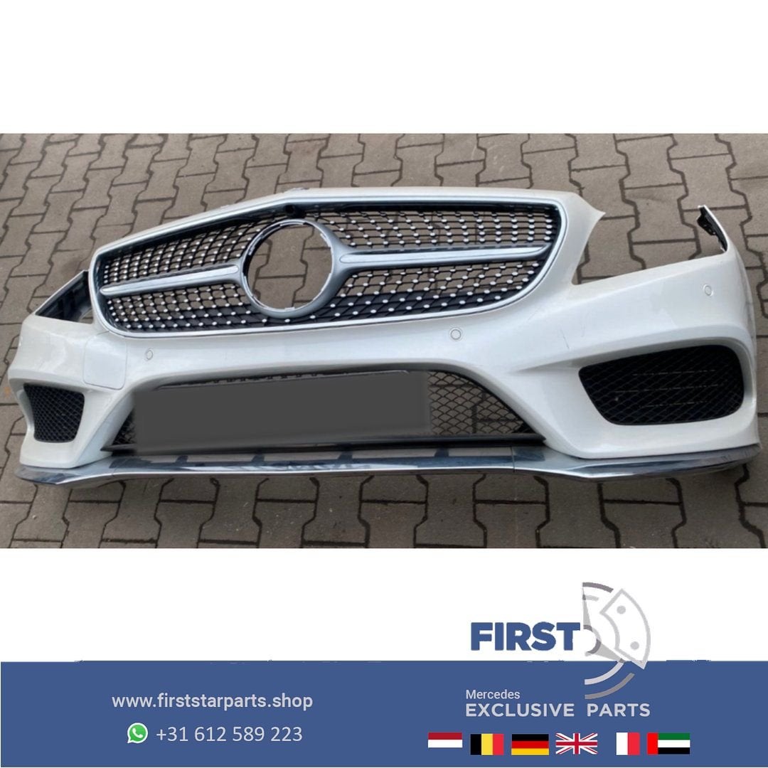 W218 CLS AMG FACELIFT VOORBUMPER COMPLEET WIT ZWART GRIJS ET, Gebruikt, -, Voor, Ophalen of Verzenden