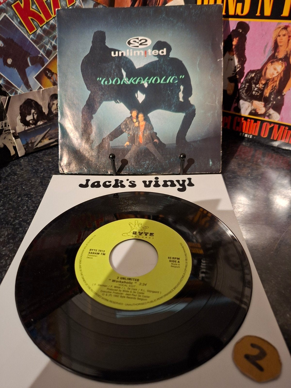 2 Unlimited - Workaholic 7 inch vinyl single 1992/2, Gebruikt, 7 inch, Ophalen of Verzenden, Fotohoes