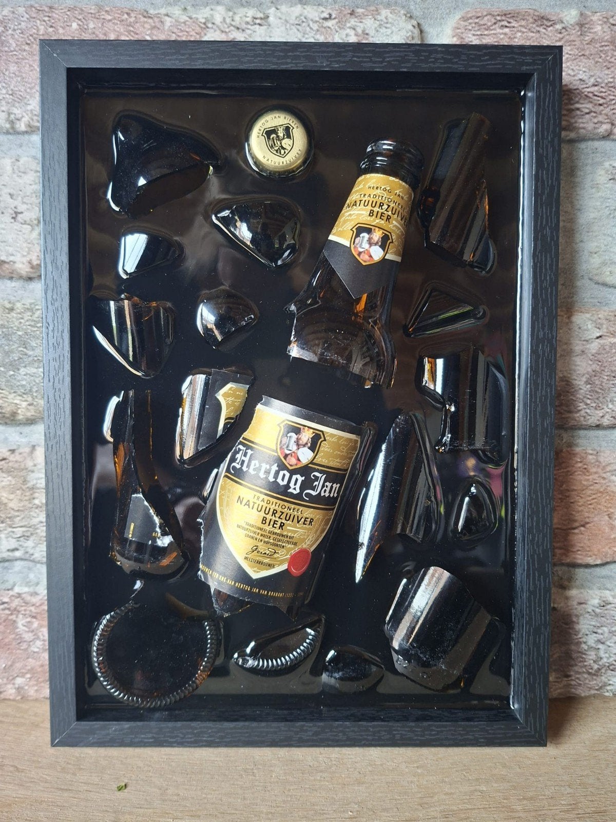 Hertog Jan flesje verwerkt in een lijst (23x33) met Epoxy, Ophalen of Verzenden