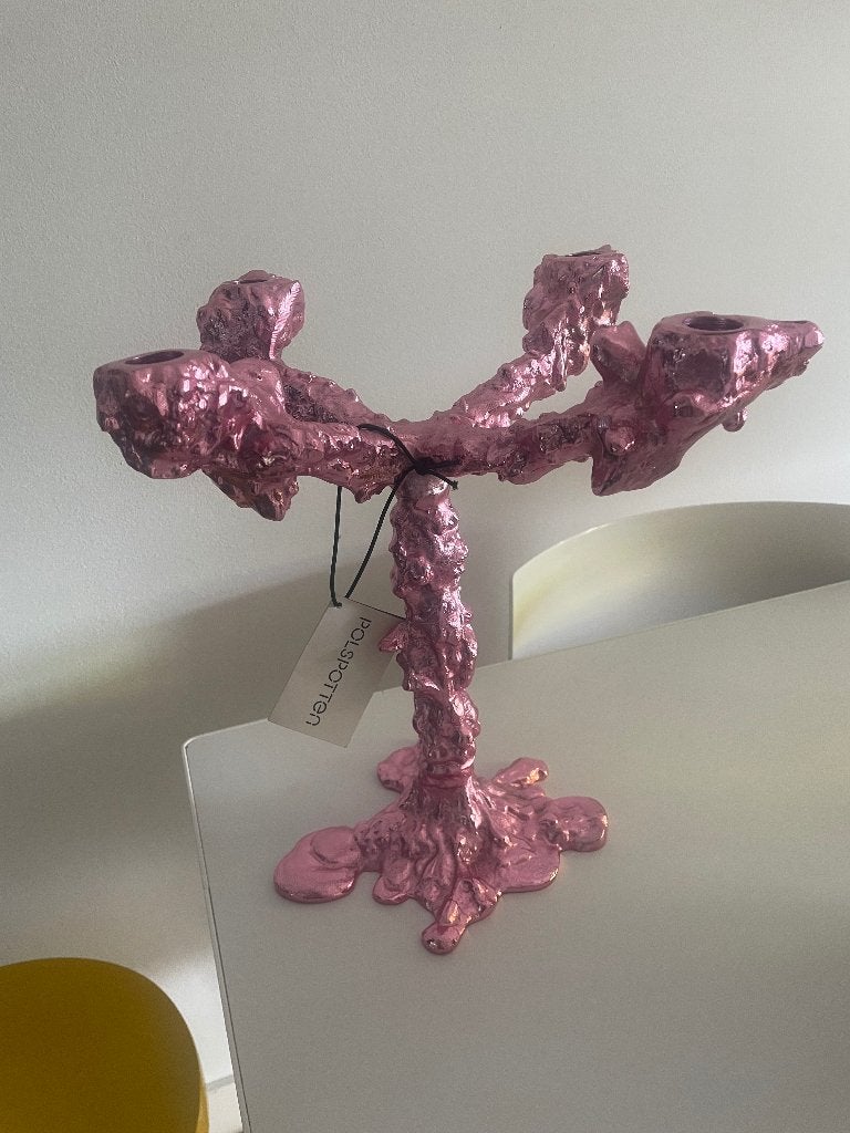 Pols potten drup kandelaar roze, Ophalen, Nieuw, Roze, Kandelaar