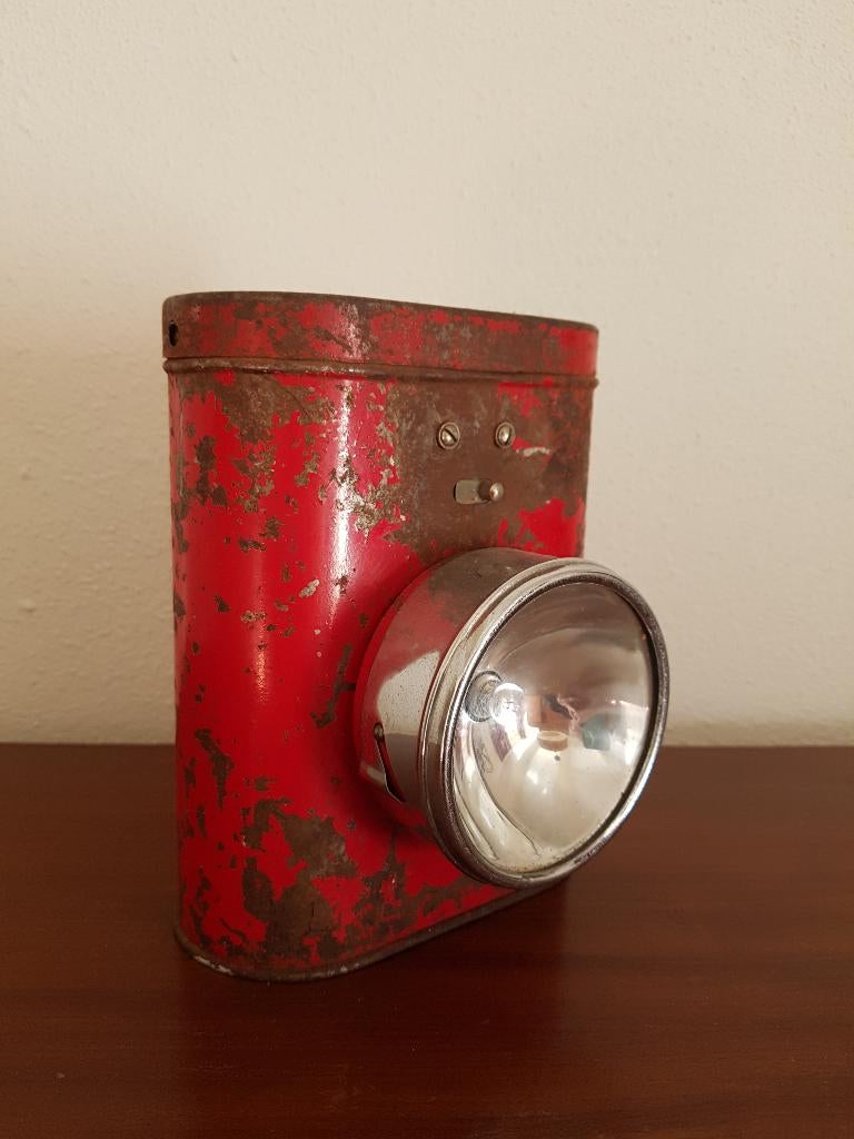 De Witte Kat - Rode Draaglamp - Vintage jaren 60-70, Gebruikt, Ophalen of Verzenden, Industrieel Vintage, Minder dan 50 cm