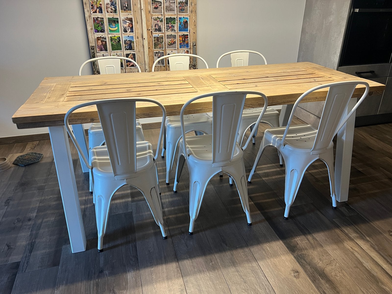 Steigerhouten eettafel 200x80cm, Ophalen, 50 tot 100 cm, Zo goed als nieuw, Vijf personen of meer