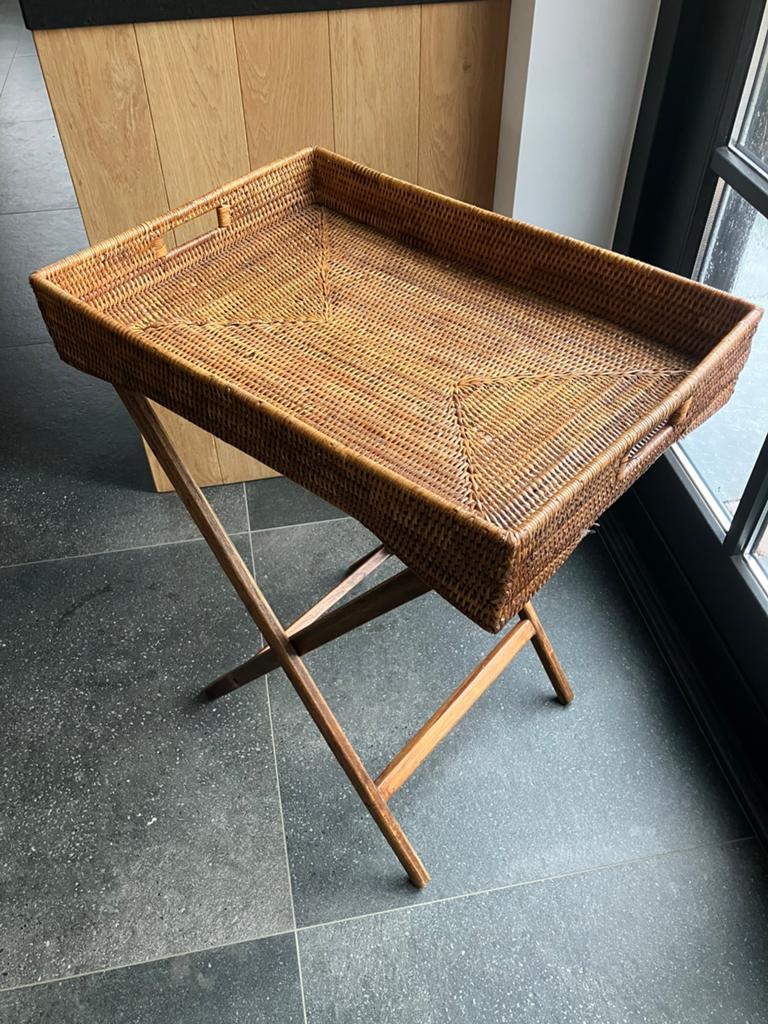 Prachtige birma rieten theetafel bijzettafel, Overige materialen, Minder dan 55 cm, Ophalen of Verzenden, Zo goed als nieuw