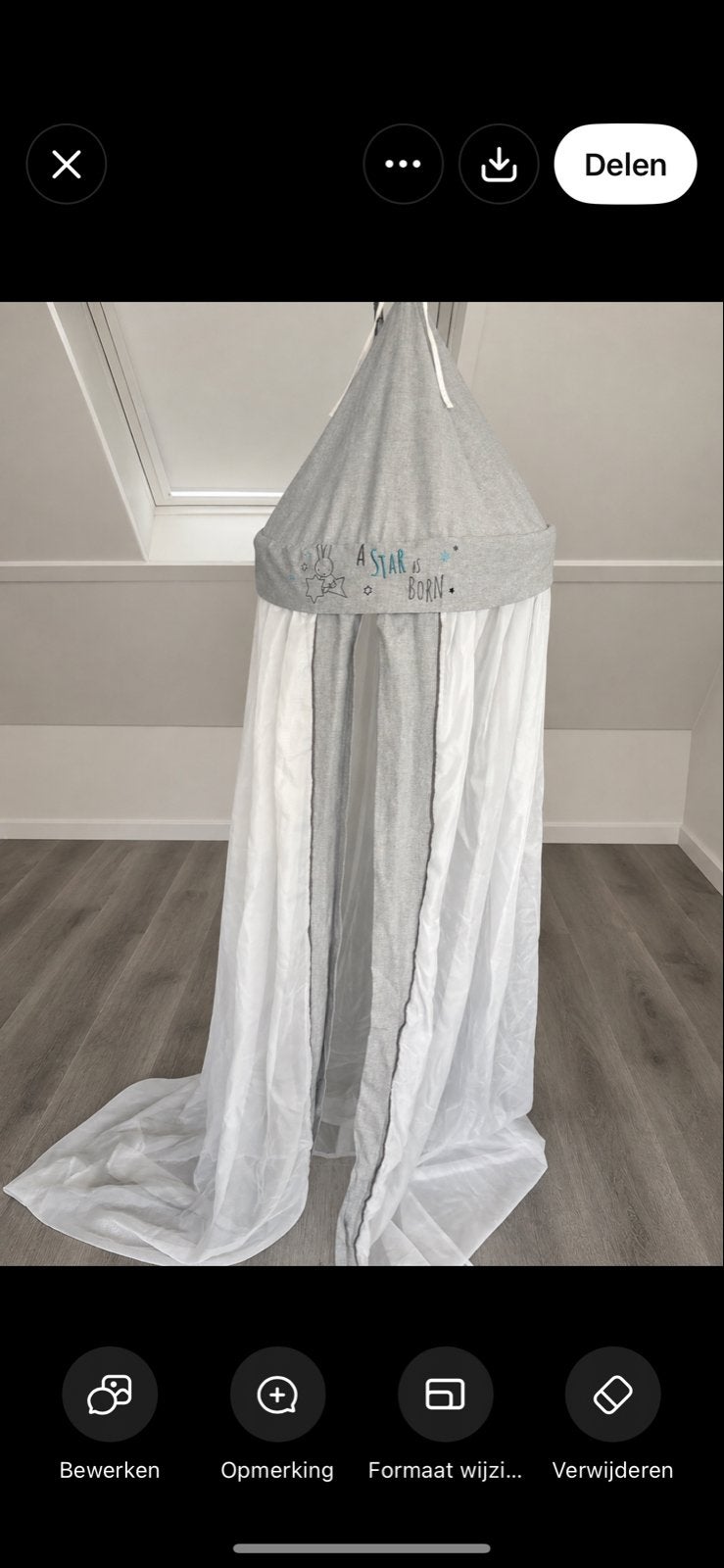 Klamboe nijntje - Grijs/Wit, Kinderen en Baby's, Kinderkamer | Inrichting en Decoratie, Ophalen, Gebruikt, Overige merken, Grijs