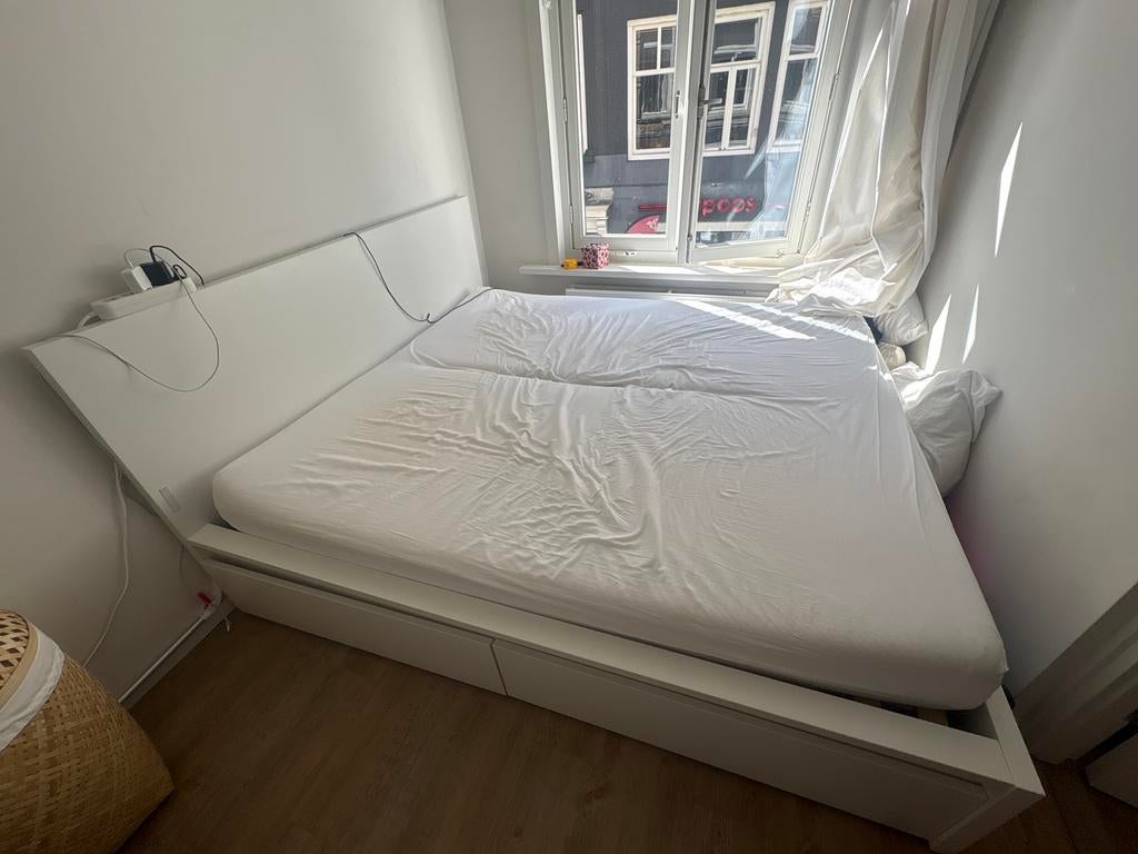 IKEA Bed 180x200 met lades, Ophalen, Gebruikt, Wit, Tweepersoons