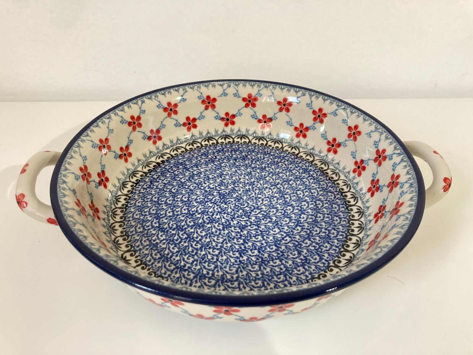 Bunzlau Pools servies ovenschaal met handvatten, 21 cm, Overige merken, Keramiek, Ophalen of Verzenden, Schaal of Schalen