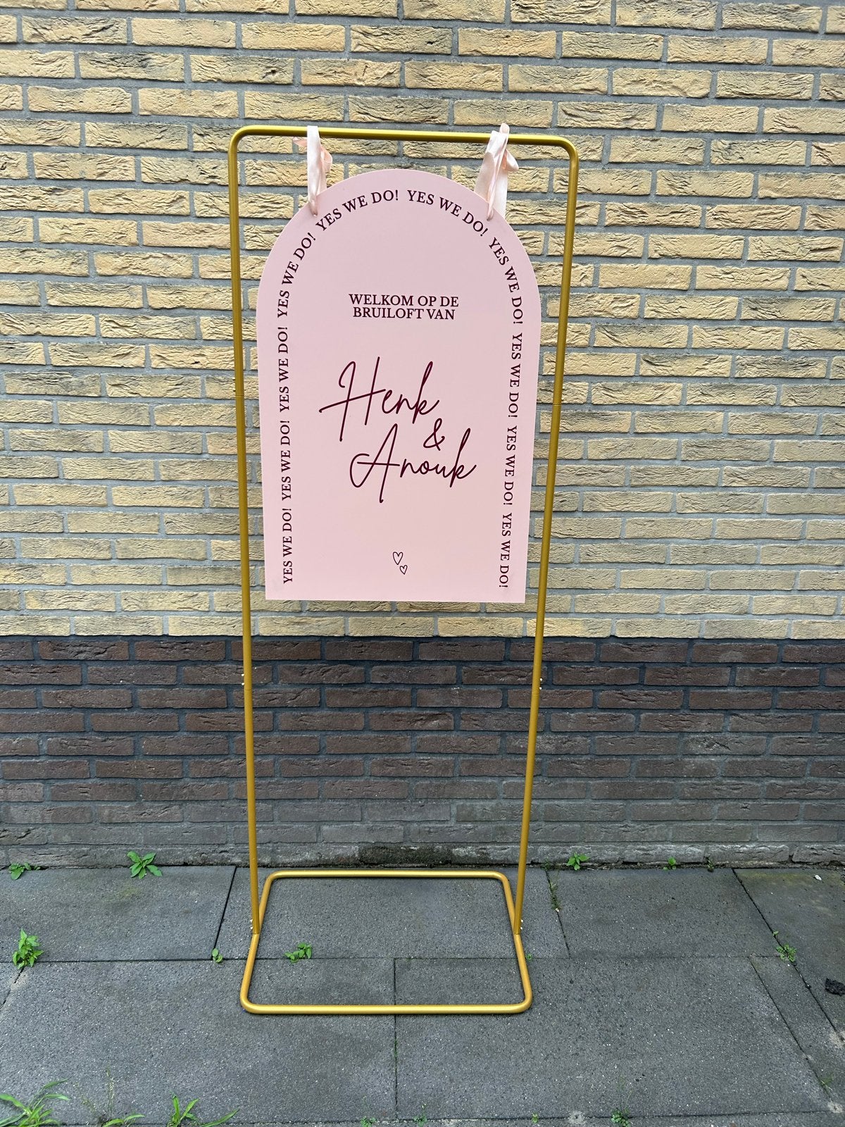 Gouden frame voor welkomstbord, Huis en Inrichting, Woonaccessoires | Overige, Gebruikt, Metaal, Goud, Ophalen of Verzenden