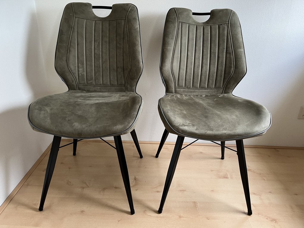 2 groene eetkamerstoelen microvezel, Huis en Inrichting, Ophalen, Gebruikt, Twee, Overige kleuren