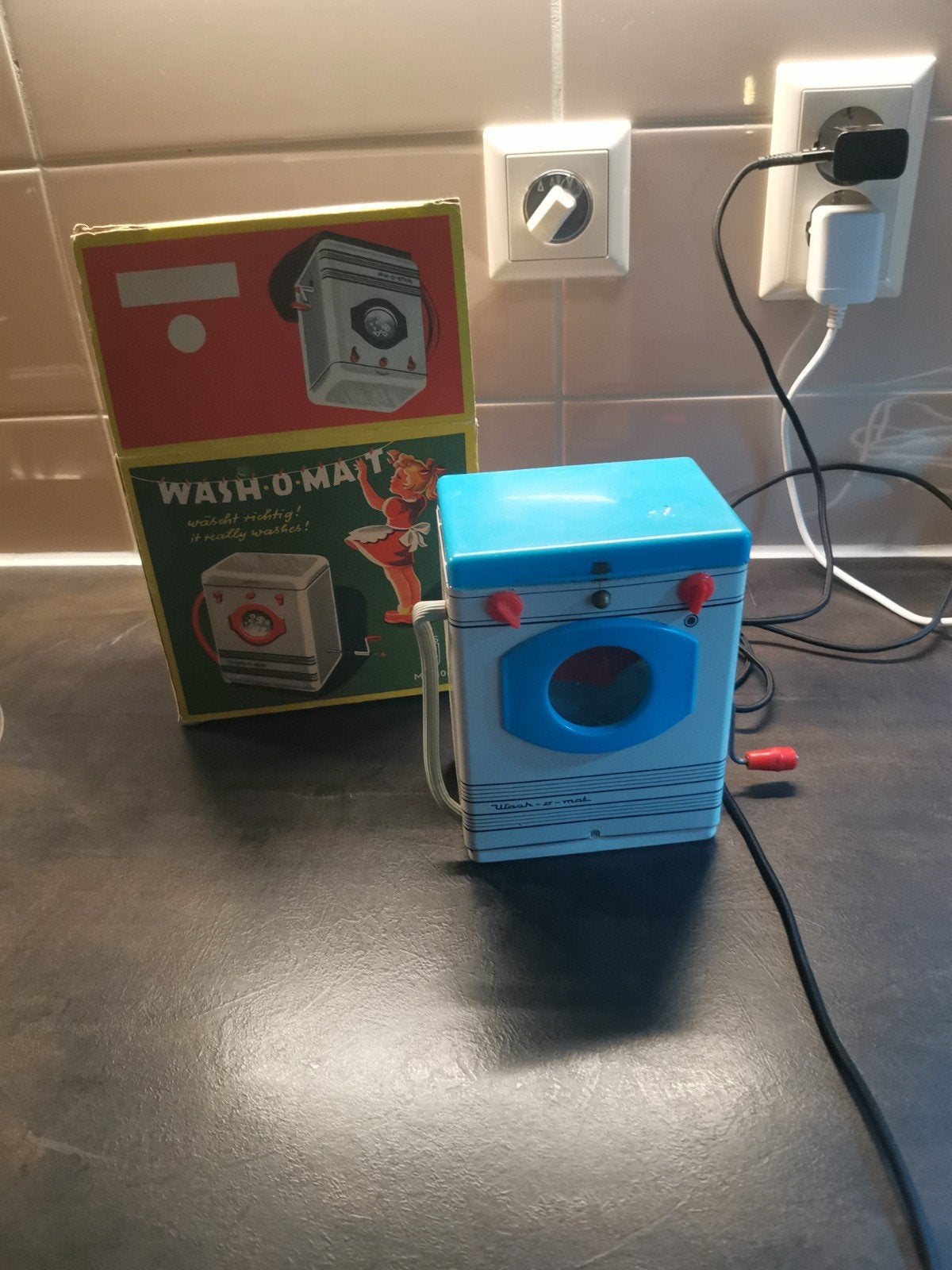 Vintage Wash-o-mat speelgoed wasmachine met originele doos, Ophalen of Verzenden, Gebruikt, Jongen of Meisje