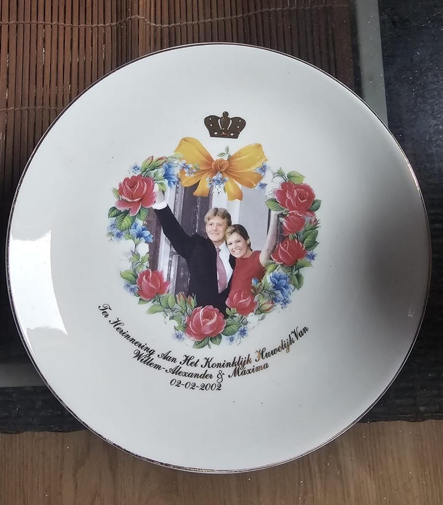 herdenkingsbord WillemAlexander en Máxima op 2 februari 2002, Antiek en Kunst, Antiek | Wandborden en Tegels, Ophalen of Verzenden