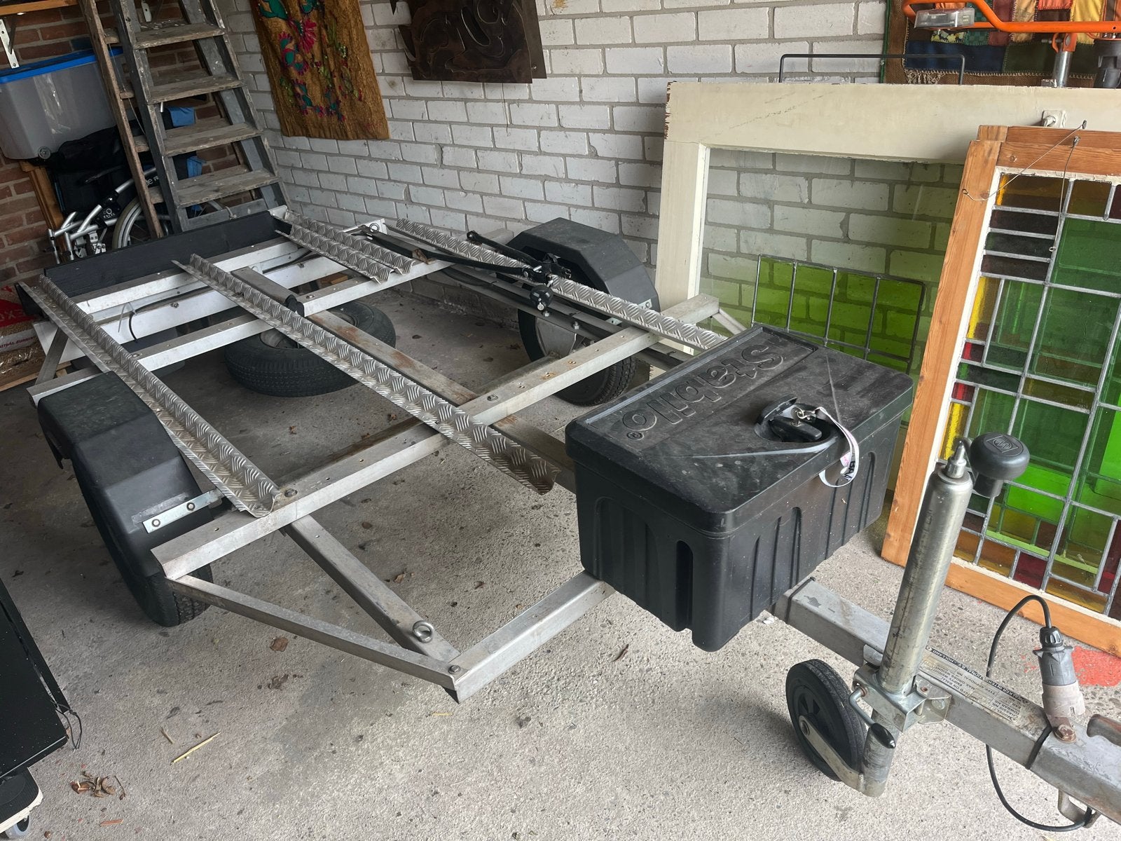 Aanhanger voor driewieler/trike+ opbergkist en reservewiel, Ophalen, Gebruikt