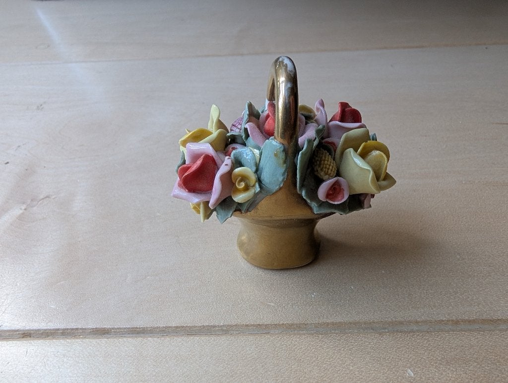 vintage porseleinen bloemenmandje jaren 50/60, Ophalen of Verzenden