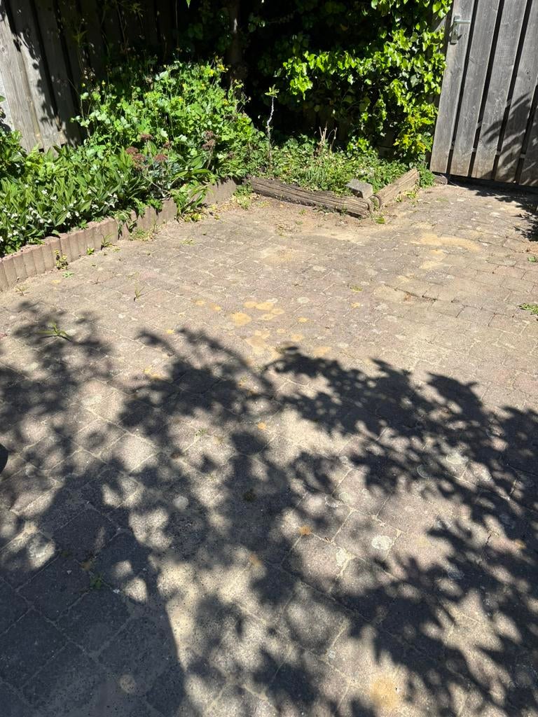 GRATIS - Getrommelde beton klinkers ca. 35m2 - 15x15 cm, Tuin en Terras, Ophalen, Gebruikt, Klinkers, 10 m² of meer