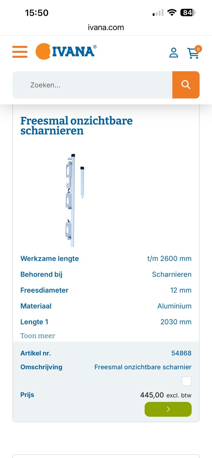 Freesmal voor blinde scharnieren, Ophalen, Zo goed als nieuw, IJzer, Scharnier