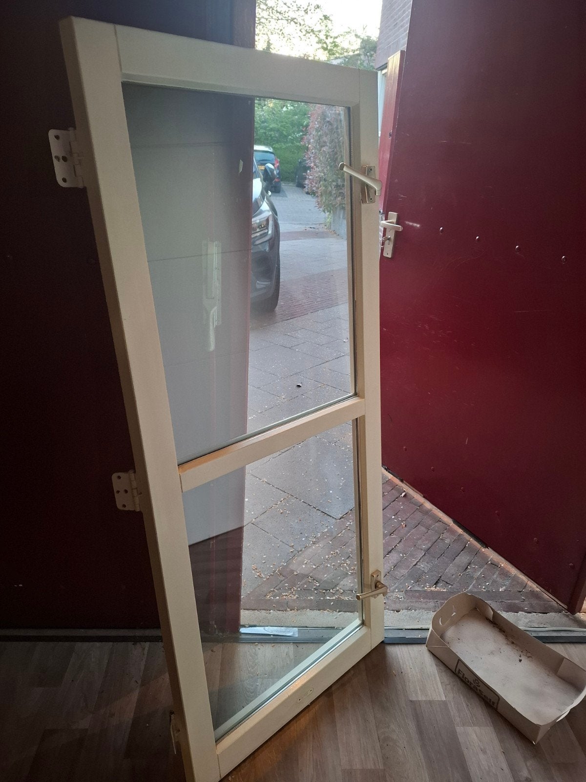 Hard hout raam, Doe-het-zelf en Verbouw, Glas en Ramen, Ophalen, Zo goed als nieuw, Dubbelglas