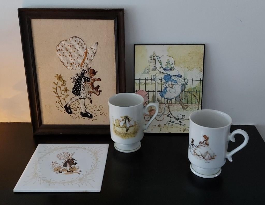 Holly Hobbie tegeltje 2 bekers wanddecoratie, Verzamelen, Retro, Ophalen of Verzenden, Huis en Inrichting