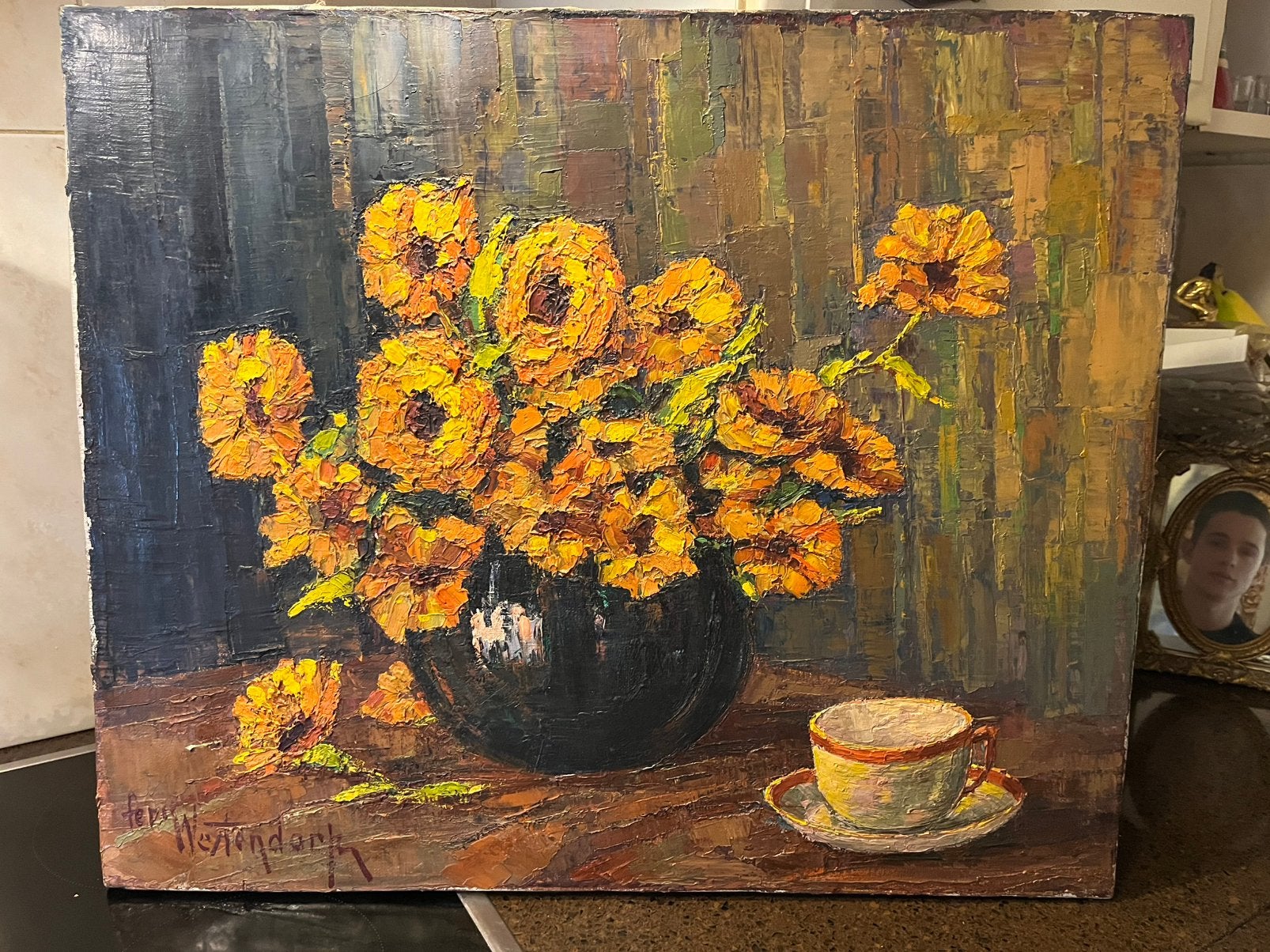 Antiek olieverf stilleven schilderij, Ophalen