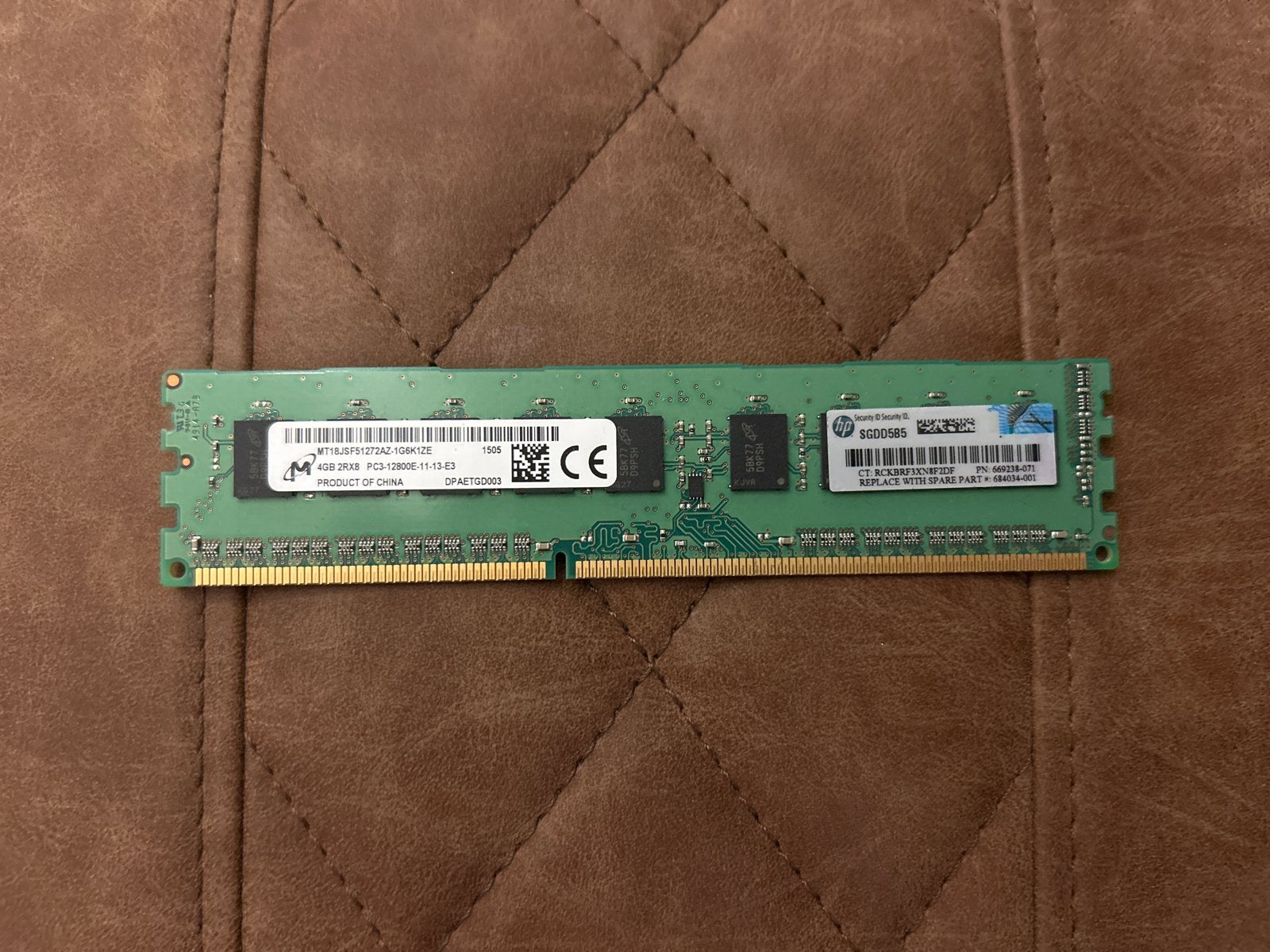 HP 4GB DDR3 RAM Geheugenmodule PC3-12800E, Computers en Software, RAM geheugen, Gebruikt, DDR3, Ophalen of Verzenden, Desktop