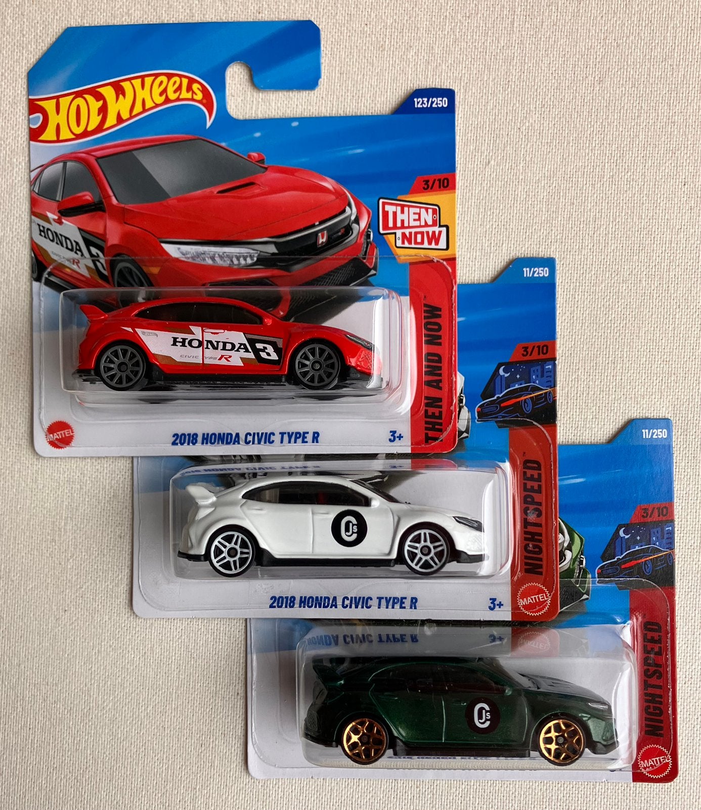 SET Hot Wheels 2018 Honda Civic type R 3 stuks SETPRIJS, Ophalen of Verzenden, Nieuw, Auto
