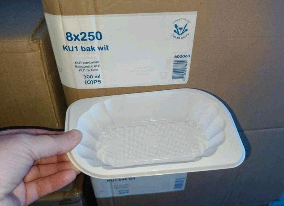 Nieuw! Witte KU1 plastic bakjes.
inhoud 300 ml, Ophalen, Nieuw