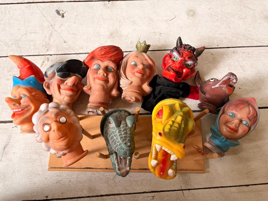 Poppenkast koppen retro, Kinderen en Baby's, Speelgoed | Poppen, Ophalen, Gebruikt, Overige typen