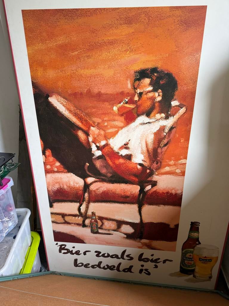 Heineken reclame poster 'Bier zoals bier bedoeld is', Ophalen, Zo goed als nieuw, Reclamebord