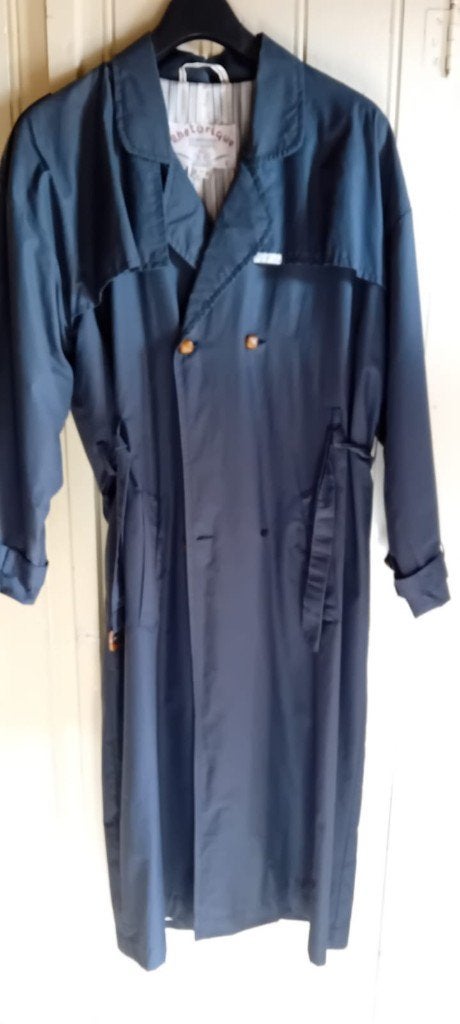 Lange blauwe damesjas trenchcoat, Ophalen of Verzenden, Zo goed als nieuw, Blauw