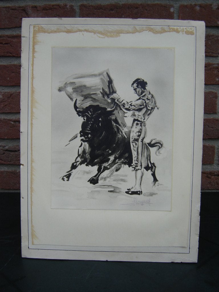 Prent Stierenvechter, Verzamelen, 1960 tot 1980, Gebruikt, Prent, Buitenland