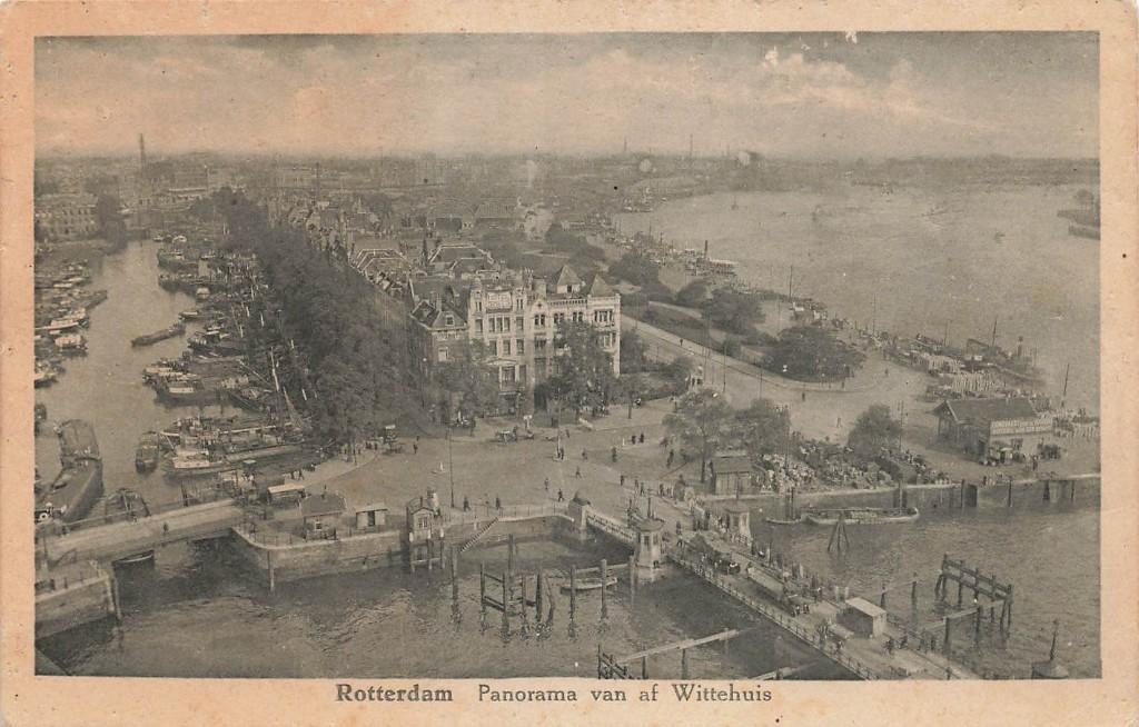 Rotterdam, Panorama van af Witte Huis, Verzamelen, Ophalen of Verzenden, 1920 tot 1940, Gelopen, Zuid-Holland