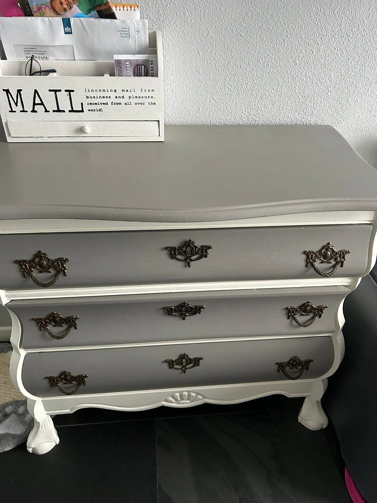Leuk en mooi brocante buikkastje, Ophalen, 50 tot 100 cm, Zo goed als nieuw, 3 of 4 laden