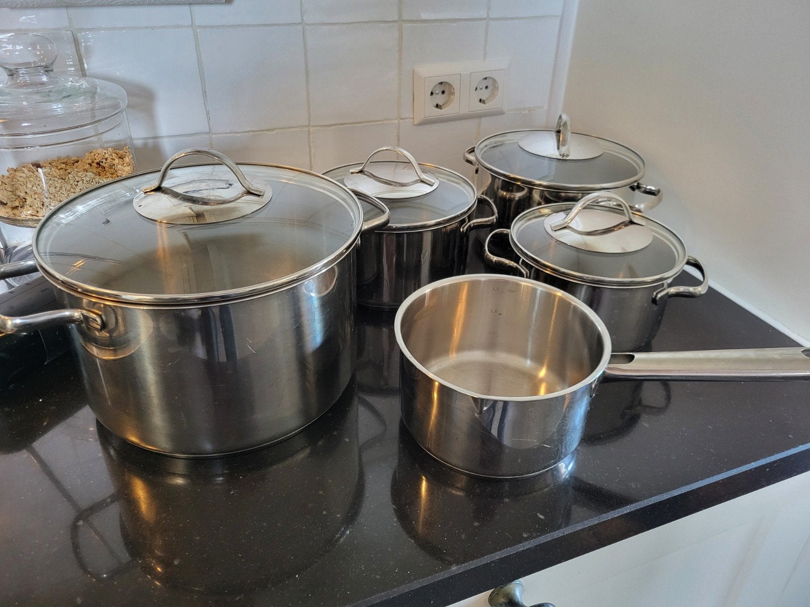 BK Pannenset - 5-delig - RVS - Geschikt voor inductie, Huis en Inrichting, Ophalen, Gebruikt, BK, Geschikt voor inductie