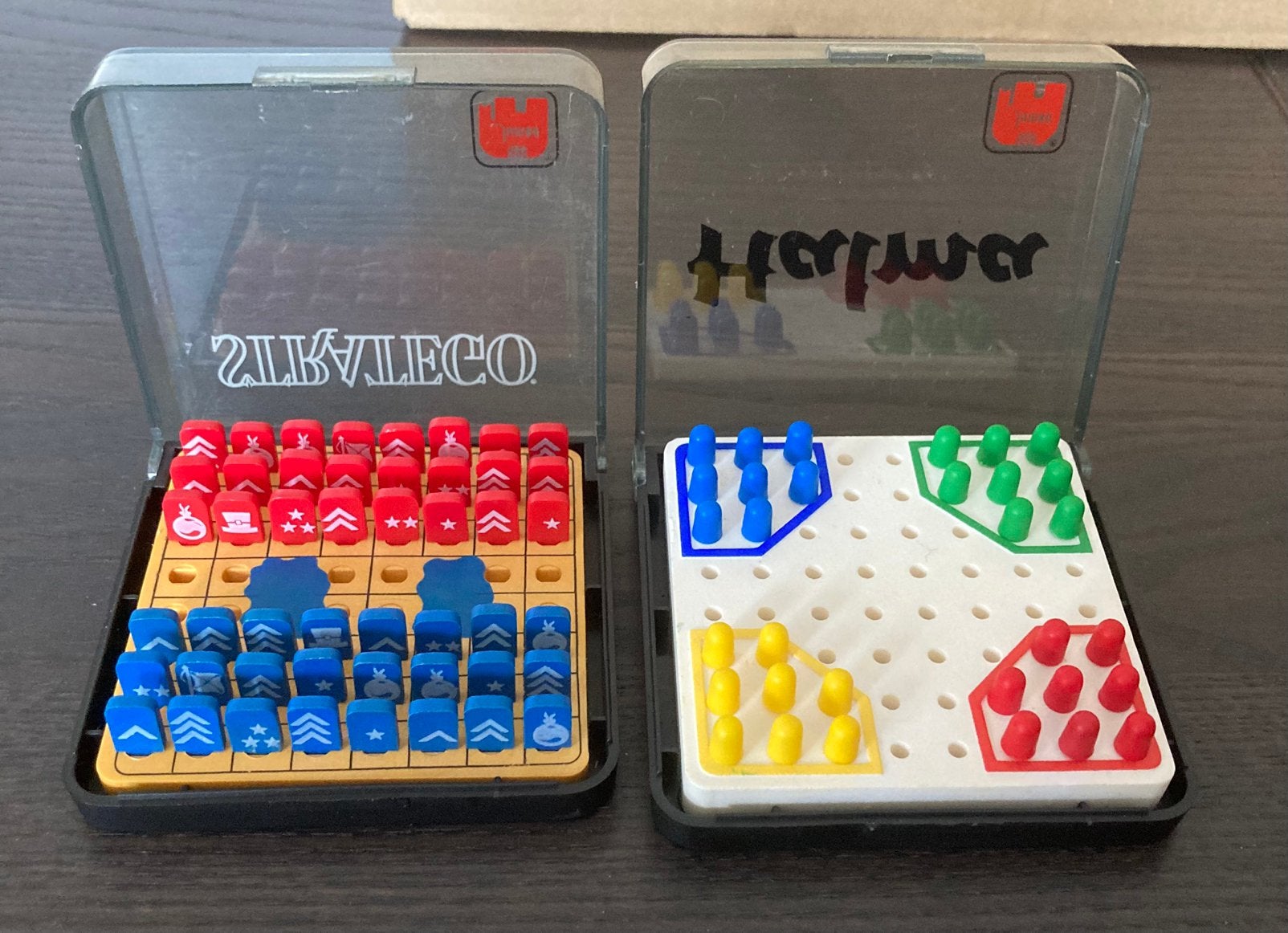 2 Vintage Jumbo mini-games Halma en Stratego, Ophalen of Verzenden, Gebruikt