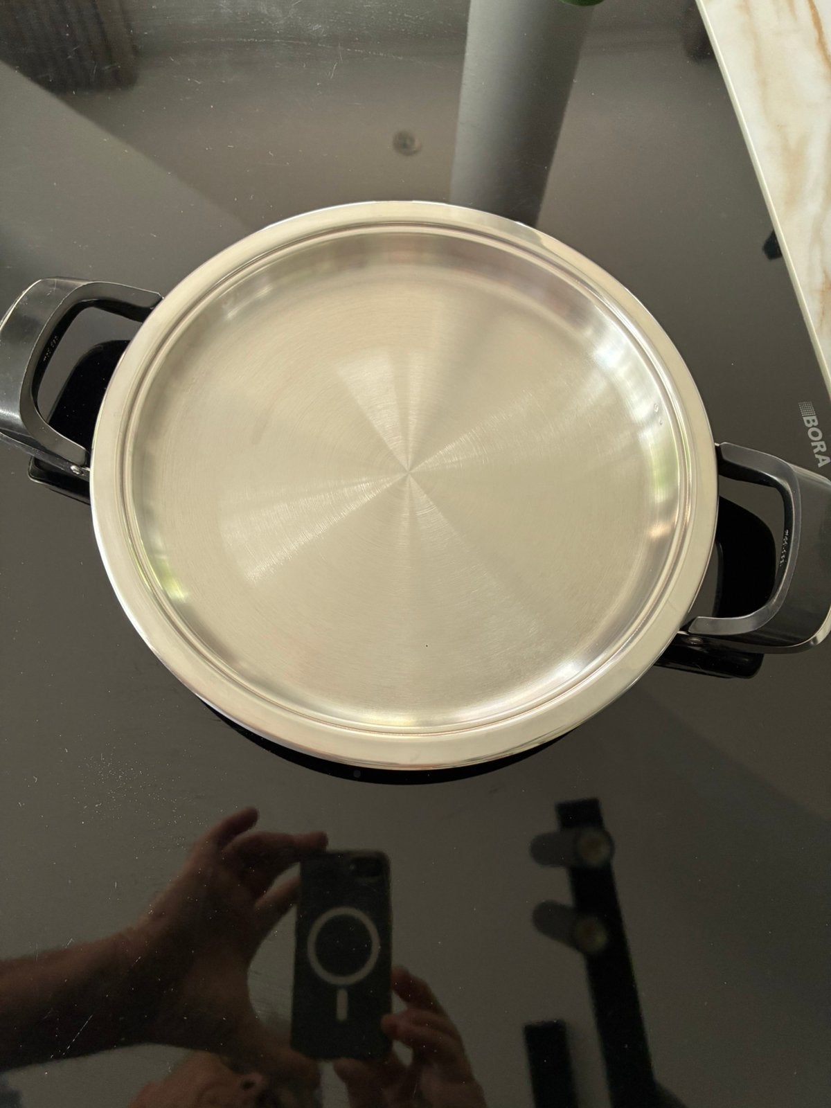 AMC griddle pan 24 cm 1.1 liter, Pannenkoekenpan, Gebruikt, Ophalen of Verzenden, Rvs