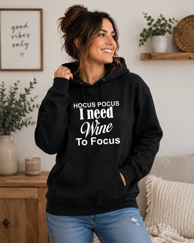 Hocus pocus I need wine... t-shirt, trui of hoodie, Ophalen of Verzenden, Nieuw, Maat 46 (S) of kleiner, Zwart