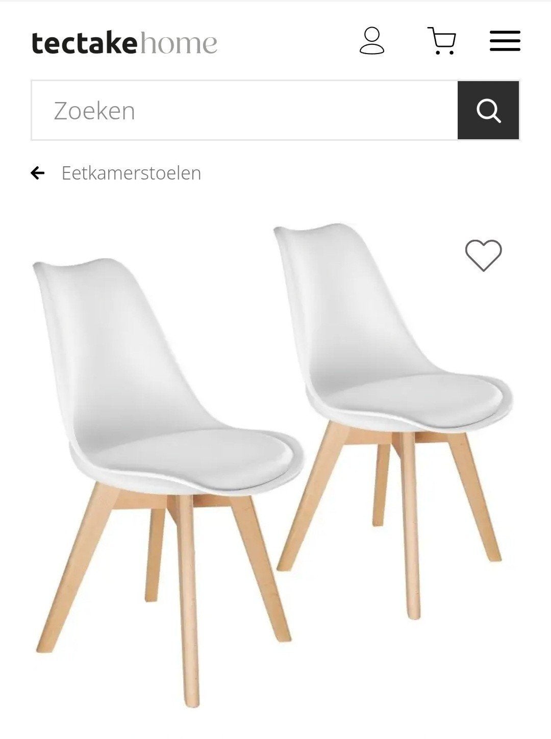 tectake frederikke wit  set van 2 stoelen, Huis en Inrichting, Ophalen, Kunststof, Twee, Wit